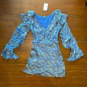 NWT Free People Dress sz 2 blue w flowers Flowy  Stunning on!